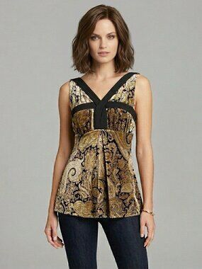 Etro Italy 100% Silk Velvet Paisley Sleeveless Top - 4/6 🇮🇹
